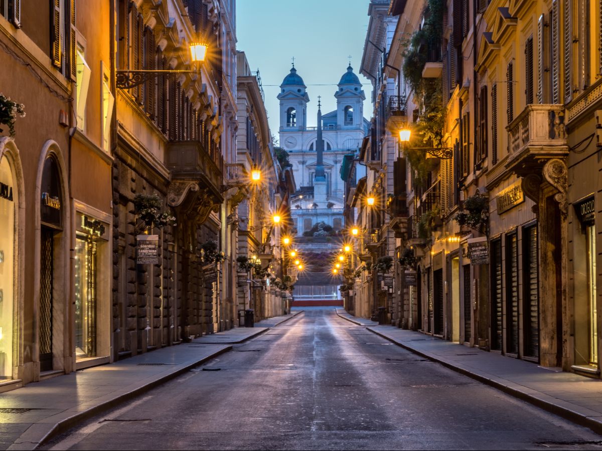 Spanish steps at sunset